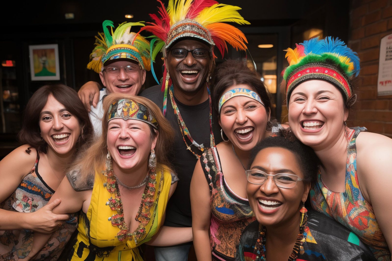 Joyful people celebrating together at a POPera gathering